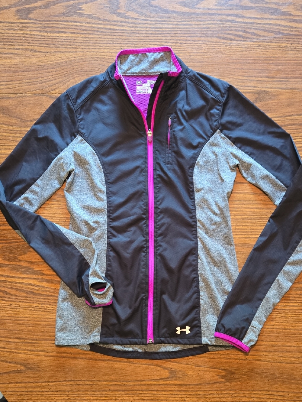Under Armour Women's Black & Gray Full-Zip Utility Jacket with Pink Trim